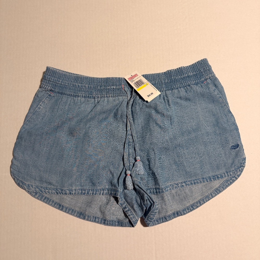 NWT Vineyard Vines Pull On Chambray Shorts Jake Blue Size Medium